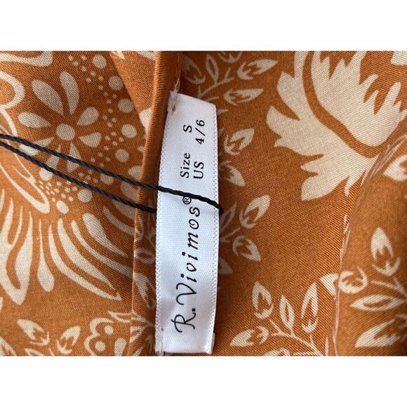 NWT R. Vivimos Boho Tie Front Tassel Balloon Sleeve Ankle Dress Size S - Picture 13 of 13